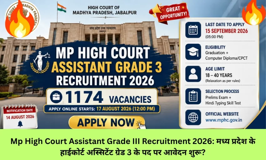 Mp High Court Assistant Grade III Recruitment 2026